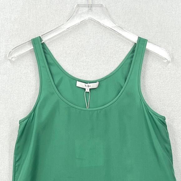 TIBI Silk Habutai Tank Top Womens 2 Green Tea Lightweight Layering NEW - Picture 6 of 16